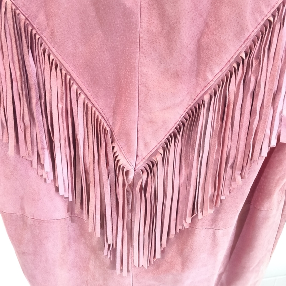 Vintage Pink Suede Fringe Western Jacket - Size M "Made in Canada" - Picture 3 of 14
